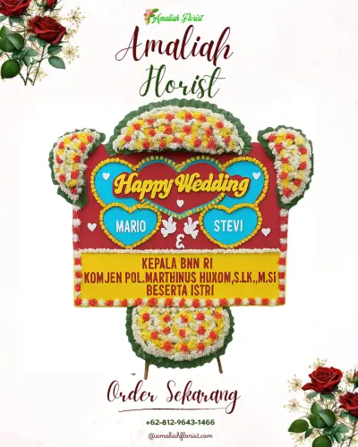 Karangan Papan Bunga Pernikahan di Kemiri